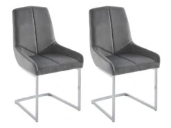 Lot De 2 Chaises En Velours Et Métal - Gris - BERLONA