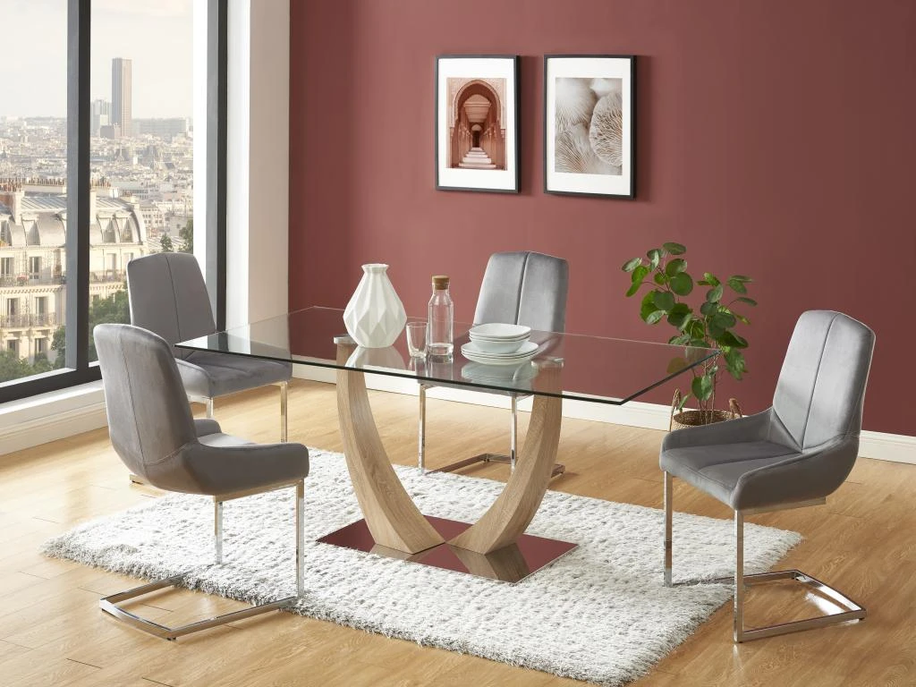 Lot De 6 Chaises En Velours Et Métal - Gris - BERLONA 2 Lot De 6 Chaises En Velours Et Métal - Gris - BERLONA – Image 2