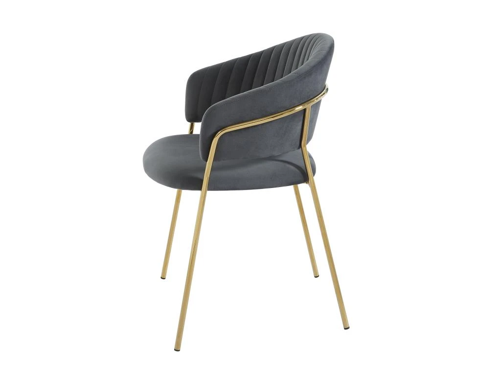 Lot De 2 Chaises En Velours Et Métal Doré - Gris - MADOLIA De Pascal MORABITO 6 Lot De 2 Chaises En Velours Et Métal Doré - Gris - MADOLIA De Pascal MORABITO – Image 6