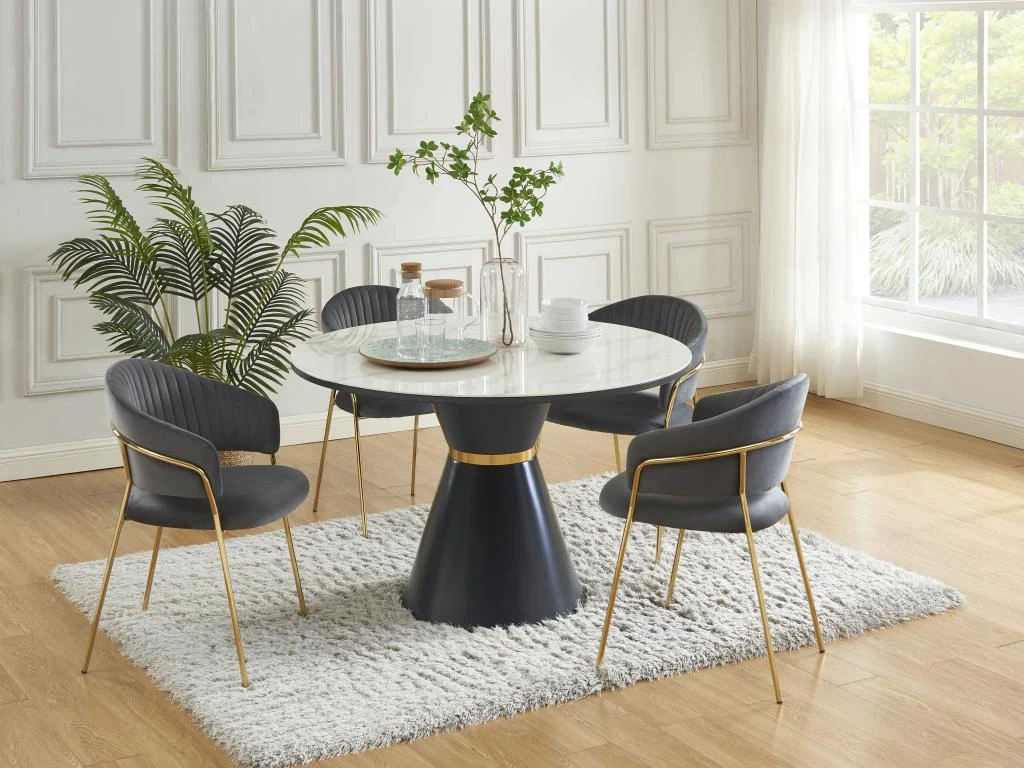 Lot De 2 Chaises En Velours Et Métal Doré - Gris - MADOLIA De Pascal MORABITO 2 Lot De 2 Chaises En Velours Et Métal Doré - Gris - MADOLIA De Pascal MORABITO – Image 2