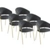 Lot De 6 Chaises En Velours Et Métal Doré - Gris - MADOLIA De Pascal MORABITO -Deco.fr Soldes Boutique chaise 18320859