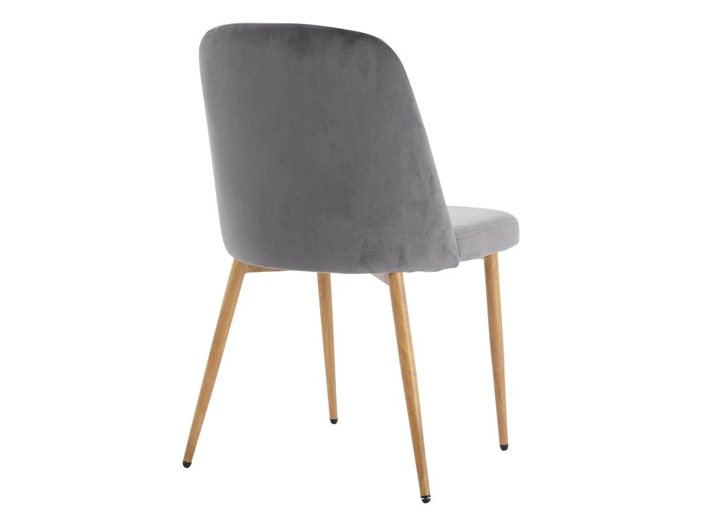 Lot De 2 Chaises En Velours Et Métal Effet Bois - Gris - MINAGRI 5 Lot De 2 Chaises En Velours Et Métal Effet Bois - Gris - MINAGRI – Image 5