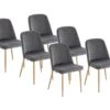 Lot De 6 Chaises En Velours Et Métal Effet Bois - Gris - MINAGRI -Deco.fr Soldes Boutique chaise 18456159