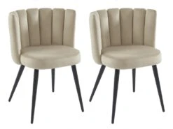 Lot De 2 Chaises En Velours Et Métal Noir - Beige - PRANILA De Pascal MORABITO