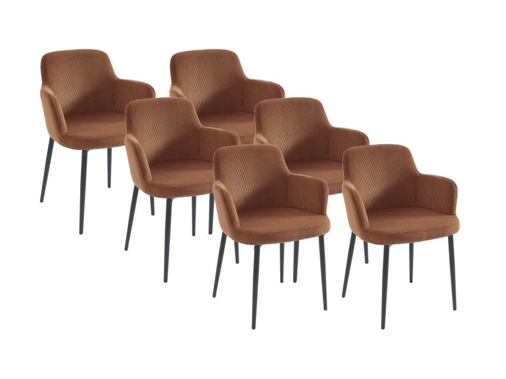 Lot De 6 Chaises En Velours Côtelé Et Métal - Terracotta - CELOLA De Pascal MORABITO 1 Lot De 6 Chaises En Velours Côtelé Et Métal - Terracotta - CELOLA De Pascal MORABITO