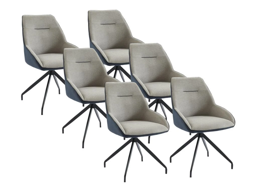 Lot De 6 Chaises En Tissu, Velours Côtelé Et Métal - Beige Et Bleu - CHANILA 1 Lot De 6 Chaises En Tissu, Velours Côtelé Et Métal - Beige Et Bleu - CHANILA