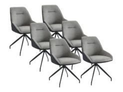 Lot De 6 Chaises En Tissu, Velours Côtelé Et Métal - Gris Et Anthracite - CHANILA