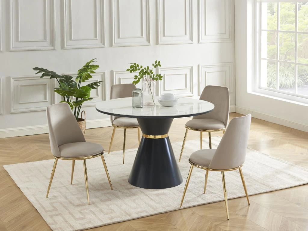 Lot De 6 Chaises En Velours Et Métal Doré - Beige - NEBINA De Pascal MORABITO 2 Lot De 6 Chaises En Velours Et Métal Doré - Beige - NEBINA De Pascal MORABITO – Image 2