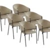 Lot De 6 Chaises Avec Accoudoirs En Velours Et Métal Noir - Beige - ORDIDA De Pascal MORABITO -Deco.fr Soldes Boutique chaise 18869931