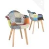 KAYELLES Lot De 2 Fauteuils Tissu Patchwork Scandinave LIMA (patchwork) 10 KAYELLES Lot De 2 Fauteuils Tissu Patchwork Scandinave LIMA (patchwork) -Deco.fr Soldes Boutique chaise 19332447
