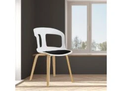 Chaise De Salle à Manger Ou De Bureau Avec Accoudoirs Pärumm Joritz Blanc 50x53x82 Cm -Deco.fr Soldes Boutique chaise 19433861