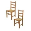 Lot De 2 Chaises Rustiques Chêne Clair/Paille N°3 - PISA - L 43 X L 40 X H 97 Cm -Deco.fr Soldes Boutique chaise 19722973