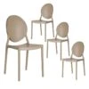 GLOW - Lot De 4 Chaises Médaillon Empilables PP Taupe -Deco.fr Soldes Boutique chaise 19792593