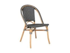 Chaise En Rotin Et Assise Bicolore Noir & Blanc H 84 Cm