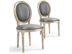 Lot De 20 Chaises De Style Médaillon Louis XVI Tissu Gris Clair