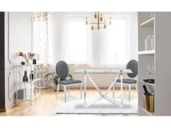 Lot De 2 Chaises Médaillon Sofia Simili Gris -Deco.fr Soldes Boutique chaise 20010253