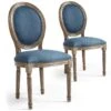 Lot De 2 Chaises De Style Médaillon Louis XVI Tissu Bleu -Deco.fr Soldes Boutique chaise 20010281