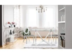 Lot De 2 Chaises Sonia Métal Argent Et Simili Gris -Deco.fr Soldes Boutique chaise 20010357