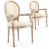 Lot De 2 Chaises Médaillon Louis XVI Cosy Tissu Beige -Deco.fr Soldes Boutique chaise 20010379