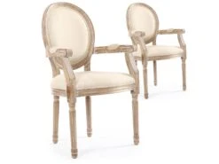Lot De 2 Chaises Médaillon Louis XVI Cosy Tissu Beige