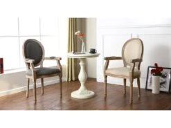 Lot De 2 Chaises Médaillon Louis XVI Cosy Tissu Beige -Deco.fr Soldes Boutique chaise 20010383