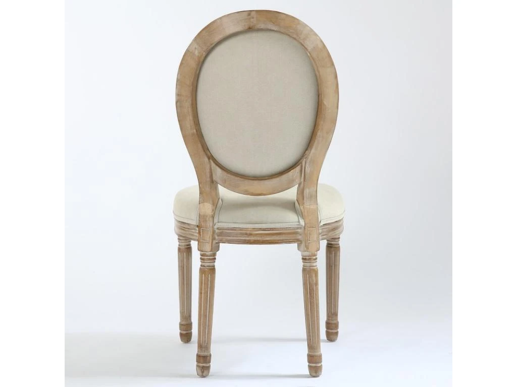 Lot De 2 Chaises De Style Médaillon Louis XVI Tissu Beige 5 Lot De 2 Chaises De Style Médaillon Louis XVI Tissu Beige – Image 5