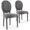 Lot De 2 Chaises De Style Médaillon Louis XVI Bois Gris & Tissu Capitonné Gris -Deco.fr Soldes Boutique chaise 20010449