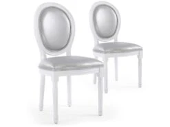 Lot De 2 Chaises Médaillon Louis XVI Simili (P.U) Silver