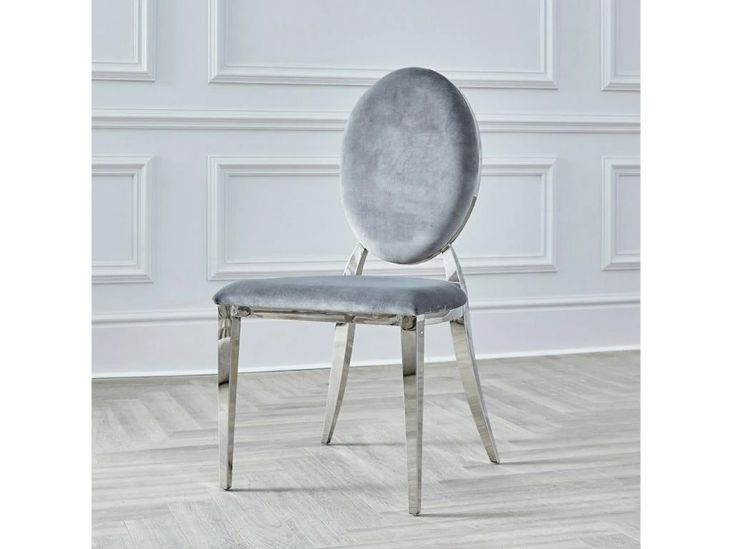 Lot De 2 Chaises Médaillon Pied Acier Era - Couleurs - Velours Gris 1 Lot De 2 Chaises Médaillon Pied Acier Era - Couleurs - Velours Gris