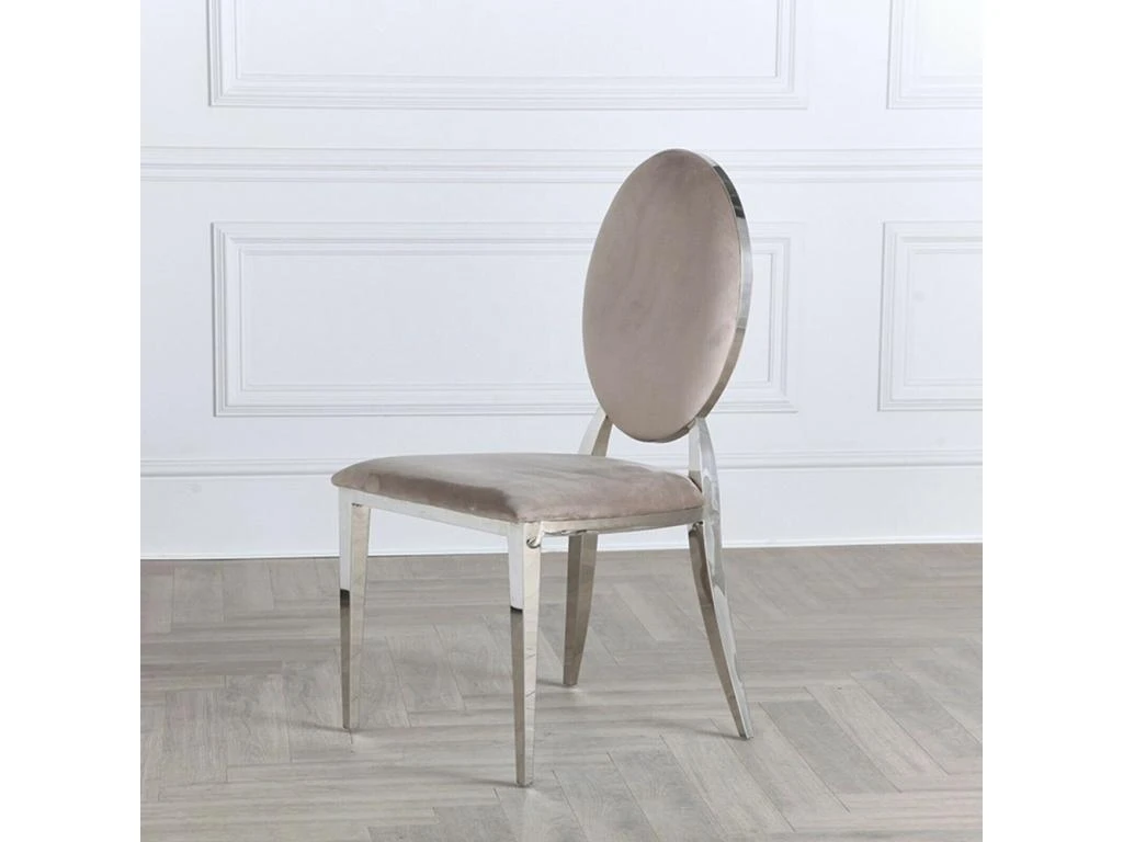 Lot De 2 Chaises Médaillon Pied Acier Era - Couleurs - Velours Taupe 1 Lot De 2 Chaises Médaillon Pied Acier Era - Couleurs - Velours Taupe