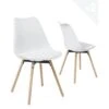 Lot De 2 Chaises Scandinaves Coussin Pieds Bois MIA (blanc) -Deco.fr Soldes Boutique chaise 20121709