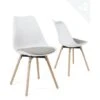 Lot De 2 Chaises Scandinaves Coussin Pieds Bois MIA (blanc Gris) -Deco.fr Soldes Boutique chaise 20121733