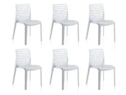 Lot De 6 Chaises Empilables DIADEME - Polypropylène - Blanc Dolomite -Deco.fr Soldes Boutique chaise 202273