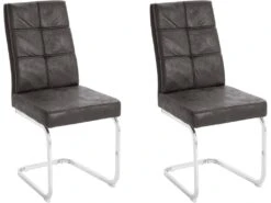 Lot De 2 Chaises De Salle à Manger Rembourrées En Microfibre Gris