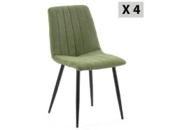 Pack 4 Chaises Sagi Recouvertes De Tissu Vert