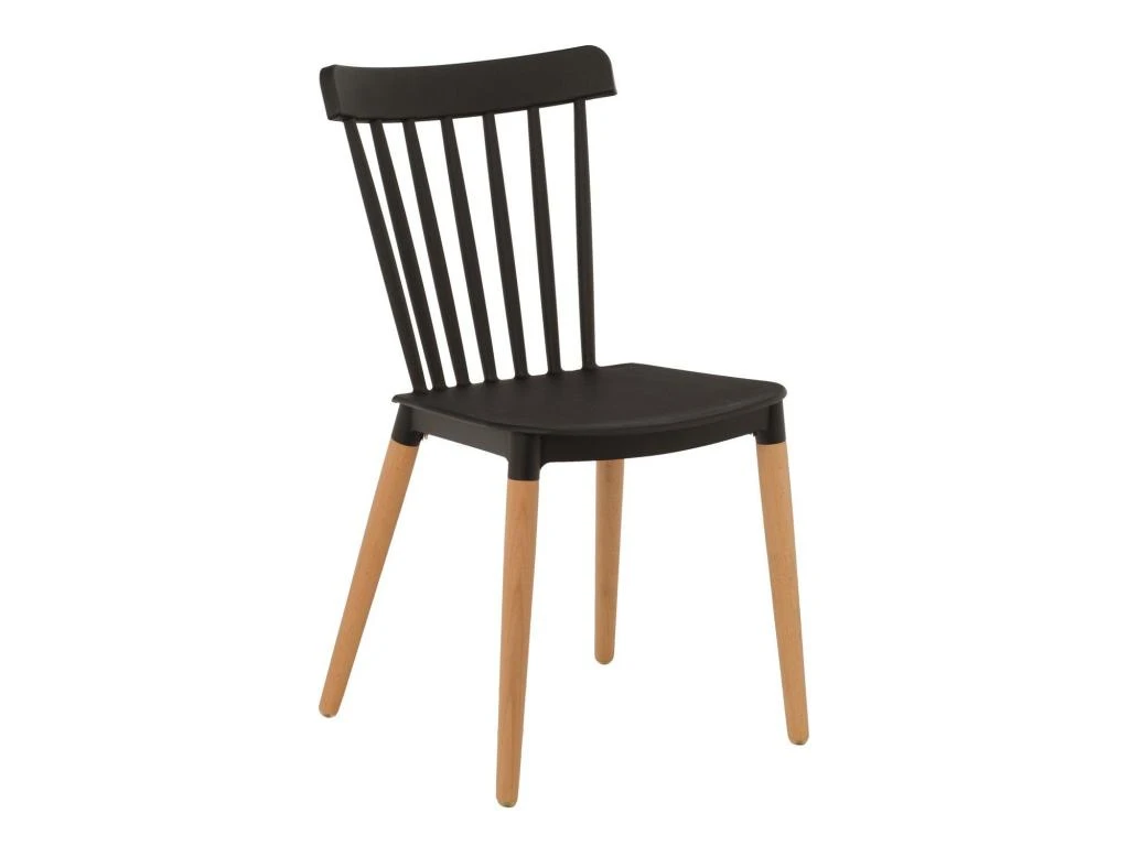 KOSMI - Lot De 4 Chaises Noires Style Scandinave à Barreaux Modèle Pop Avec Coque En Résine Noire Et Pieds En Bois Naturel 2 KOSMI - Lot De 4 Chaises Noires Style Scandinave à Barreaux Modèle Pop Avec Coque En Résine Noire Et Pieds En Bois Naturel – Image 2