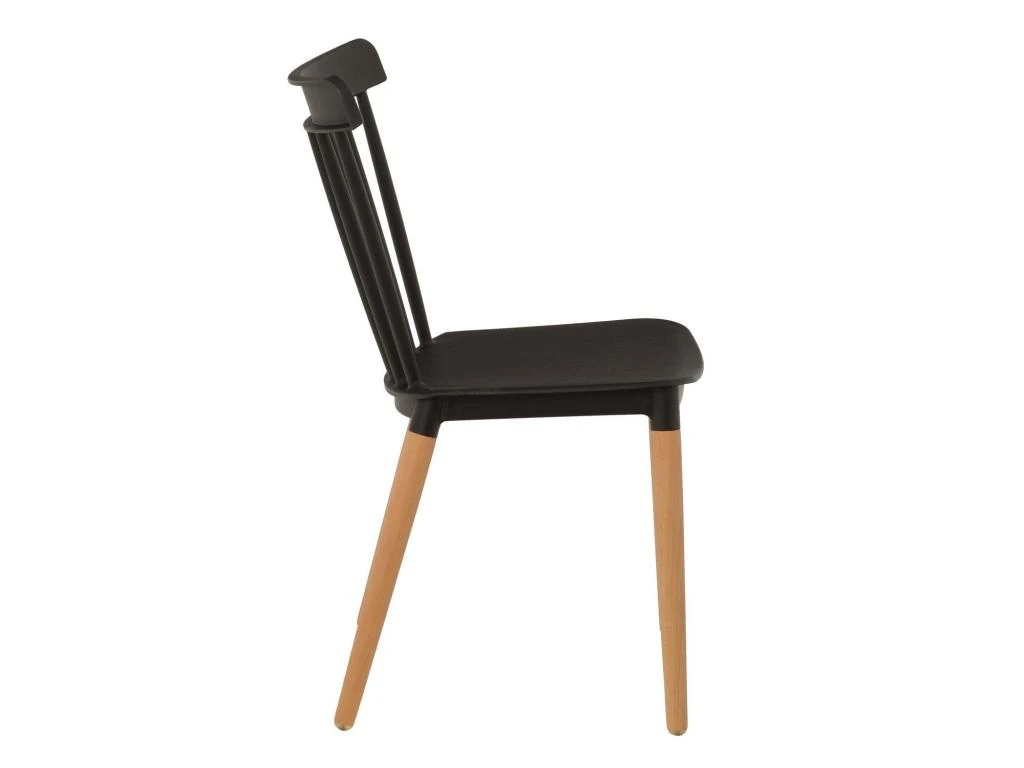 KOSMI - Lot De 4 Chaises Noires Style Scandinave à Barreaux Modèle Pop Avec Coque En Résine Noire Et Pieds En Bois Naturel 5 KOSMI - Lot De 4 Chaises Noires Style Scandinave à Barreaux Modèle Pop Avec Coque En Résine Noire Et Pieds En Bois Naturel – Image 5