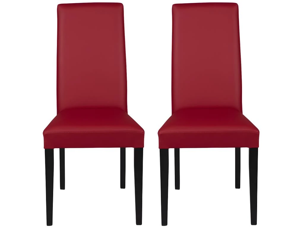 Lot De 6 Chaises TACOMA - Simili Rouge & Pieds Noirs 6 Lot De 6 Chaises TACOMA - Simili Rouge & Pieds Noirs – Image 6