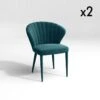 Lot De 2 Chaises Velours Bleu Pétrole Pieds Velours Assortis -Deco.fr Soldes Boutique chaise 21220327