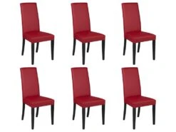Lot De 6 Chaises TACOMA - Simili Rouge & Pieds Noirs 16 Lot De 6 Chaises TACOMA - Simili Rouge & Pieds Noirs -Deco.fr Soldes Boutique chaise 212683