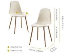 Lot De 2 Chaises Moderne Avec Revêtement En Tissu Blanc Pieds En Métal -Deco.fr Soldes Boutique chaise 21286441