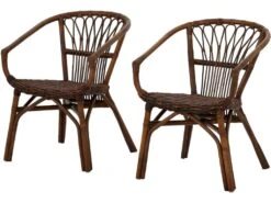 Lot De 2 Chaises De Salle à Manger En Rotin Marron -Deco.fr Soldes Boutique chaise 21556689