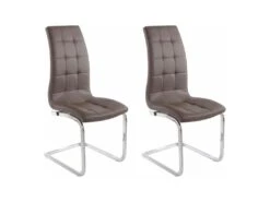 Lot De 2 Chaises De Salle à Manger Rembourrées En PU Cappuccino