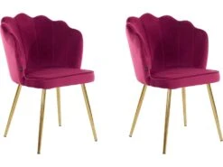 Lot De 2 Chaises De Salle à Manger Rembourrées En Velours Bordeaux -Deco.fr Soldes Boutique chaise 21690893