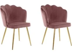 Ensemble De 2 Chaises De Salle à Manger Rembourrées En Velours Rose -Deco.fr Soldes Boutique chaise 21690925