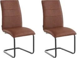 Chaises De Salle à Manger Rembourrées Lot De 2 En PU Cognac -Deco.fr Soldes Boutique chaise 21692529