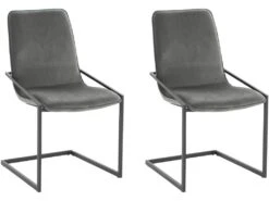 Lot De 2 Chaises De Salle à Manger Rembourrées En Velours Gris