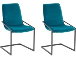 Lot De 2 Chaises De Salle à Manger Rembourrées En Velours Pétrole -Deco.fr Soldes Boutique chaise 21693255