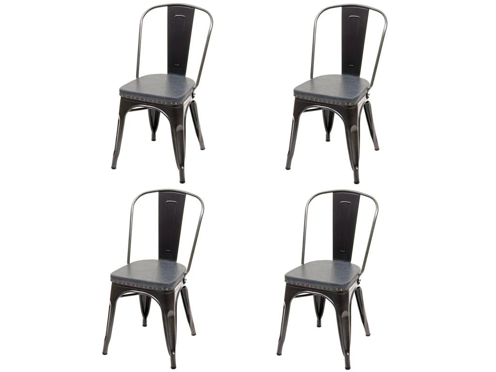 4x Chaises De Salle à Manger Cuisine Design Industriel En Métal Noir Assise Synthétique Gris 04_0000597 1 4x Chaises De Salle à Manger Cuisine Design Industriel En Métal Noir Assise Synthétique Gris 04_0000597