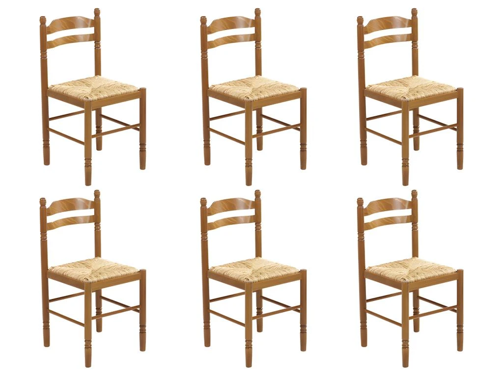Lot De 6 Chaises JEANNE - Hêtre Massif & Assise Paille De Riz 8 Lot De 6 Chaises JEANNE - Hêtre Massif & Assise Paille De Riz – Image 8